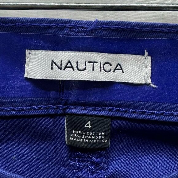 Nautica Pants Women Sz 4 Slim Fit Ankle Chino Mid Rise Casual Stretch Royal Blue - Picture 7 of 10